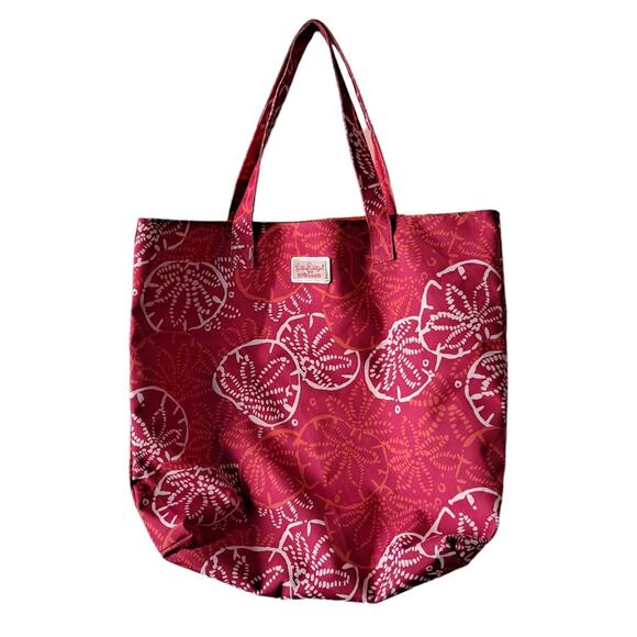 Lilly Pulitzer for Estee Lauder Pink Sand Dollars Beach Travel Canvas Tote Bag - Picture 3 of 10